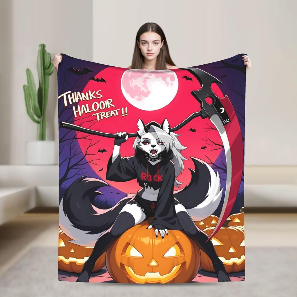 Soft Warm Blanket Decorative Helluva Boss Loona Throw Blanket  Flannel Bedspread For Outdoor Aesthetic Sofa Bed Cover