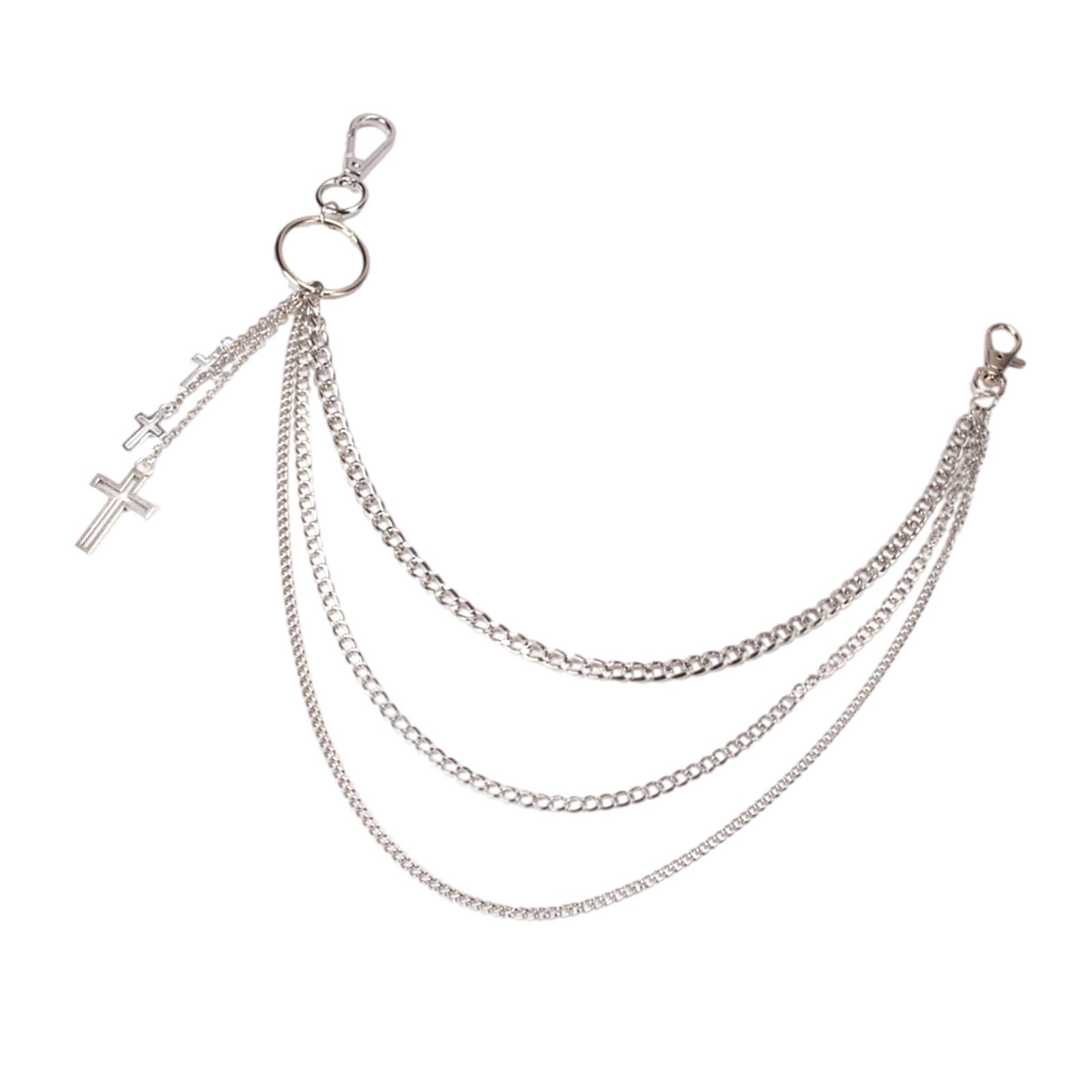 

Ремень-цепочка из металла в стиле хип-хоп-панк с серебряными заклепками, регулируемая длина, ремень-цепочка для модных взрослых E