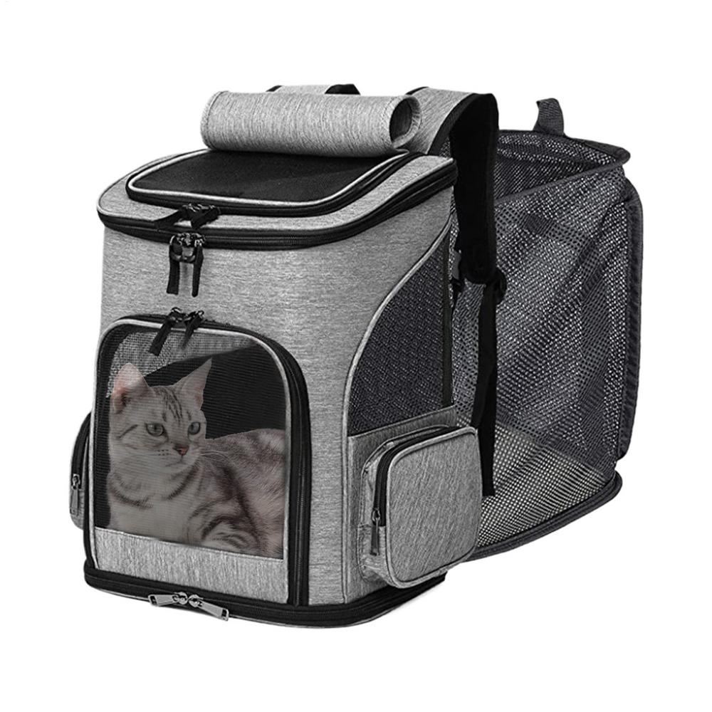 Cat Travel Carrier Portable Expandable Soft-Sided Puppy Carrier Breathable Pet Backpacks For Car Flight Vet Visit Grooming