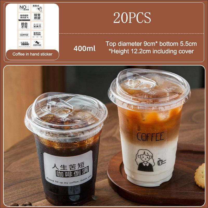 

Одноразовый прозрачный стакан для кофе, молочного чая, смузи, холодных напитков, в стиле Ins, утолщенный, с крышками, для вечеринок, 2 шт. 6