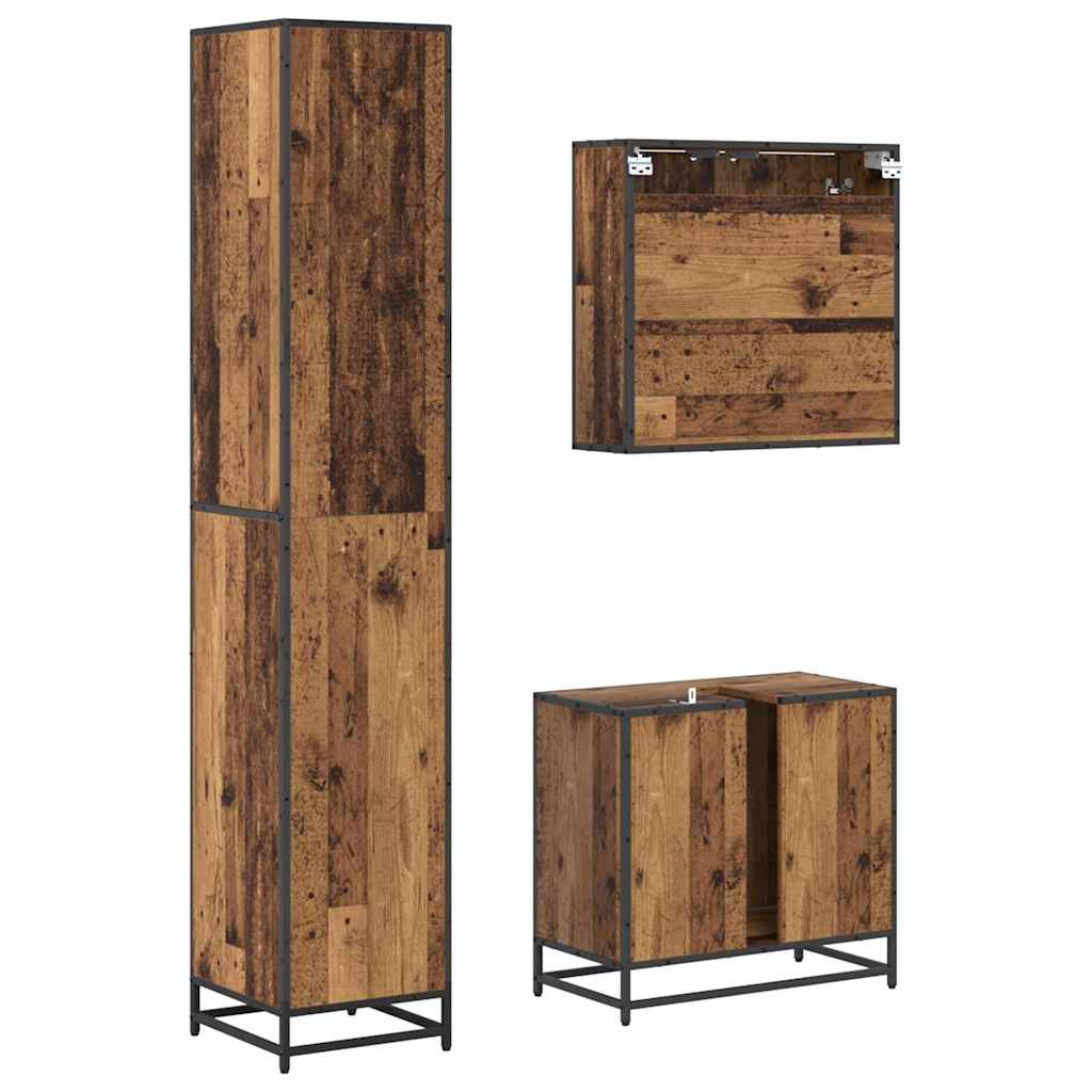 Bathroom Furniture Set with Drawers 3 pcs Reclaimed Wood Effect Particleboard