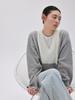 Kelidu White Block V-Neck Boucle Knit_ Gray