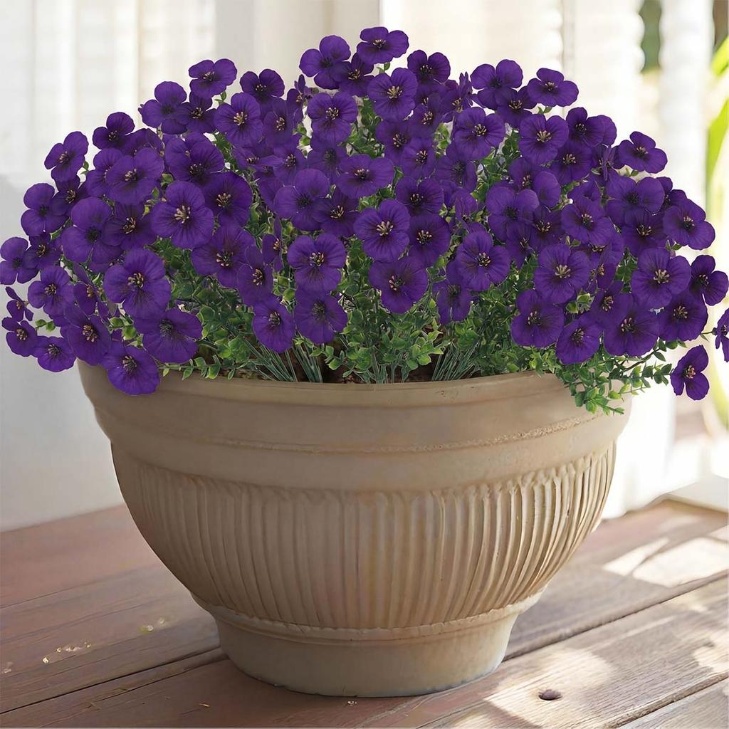 4PCS UV Resistant Artificial Silk Pansy Flowers Outdoor Spring Flowers Pansies Wildflower Plants Faux Impatiens White