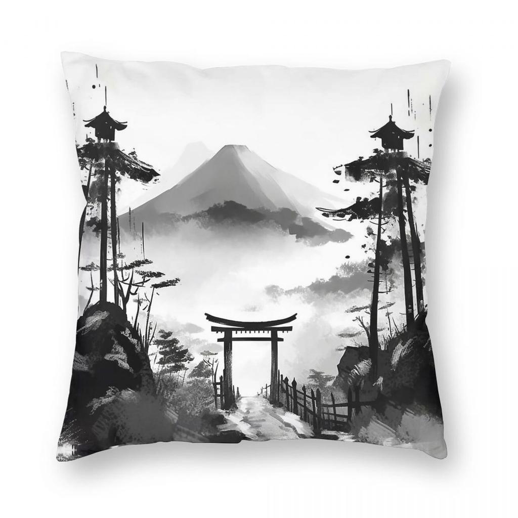 Torii On Fuji Japan Pillowcase Polyester Linen Velvet Printed Zip Decor Throw Pillow Case Room Cushion Cover