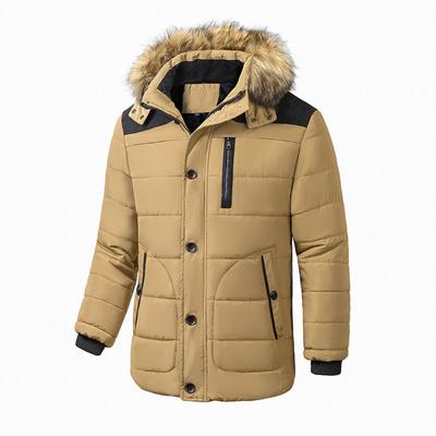 Men's Warm Winter Overcoat - Thick Warm Cotton Jacket, Fur Collar Hooded Parka & Down Jackets Outerwear