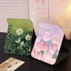 Floral Vanity Mirror Standing Compact Mirror Portable Desktop Makeup Mirror  for Student Dormitory