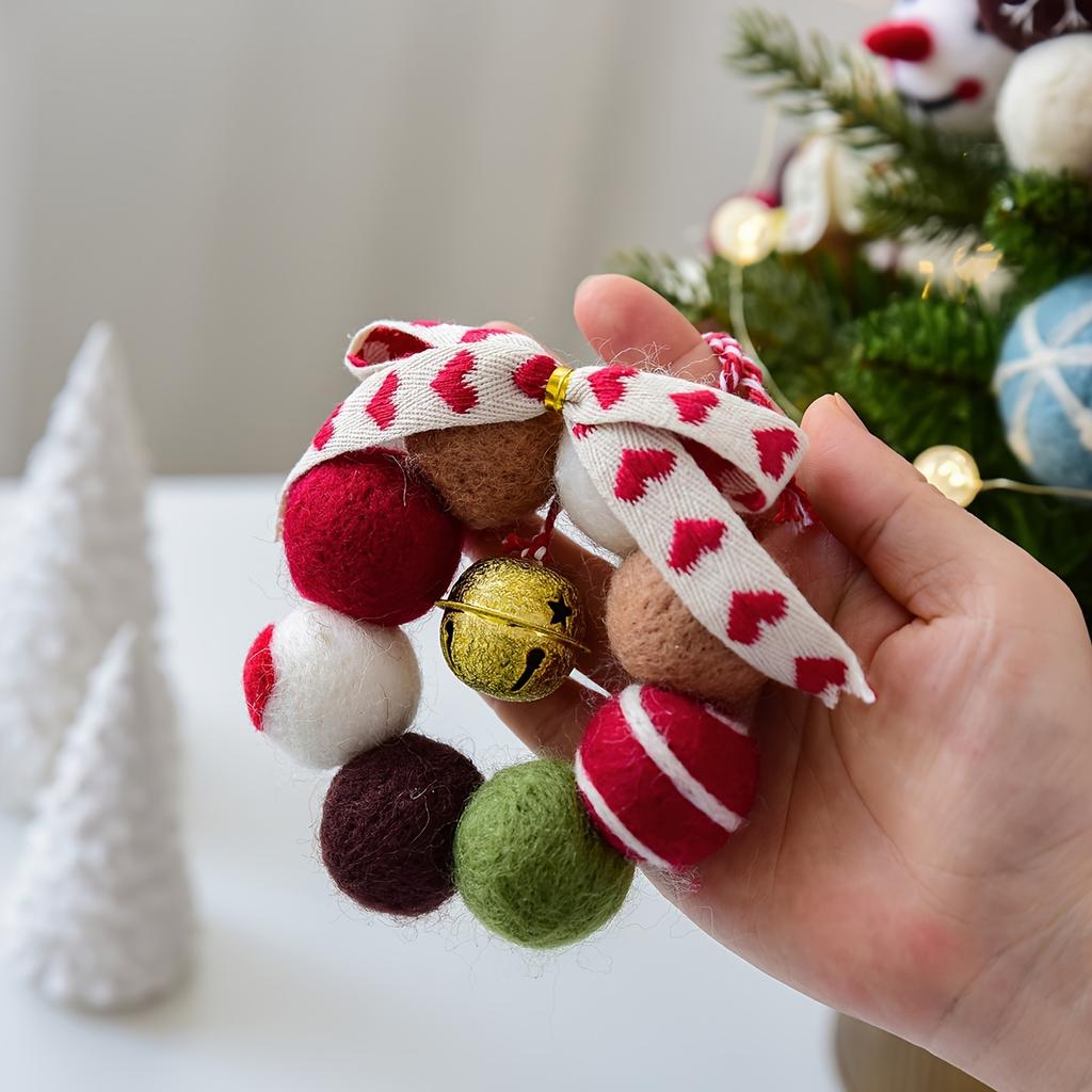 1pc Christmas Decoration,Mini Wool Ball Bell Garland Pendant for Christmas Tree,Christmas,Garland Vine Decoration,Home Decorat