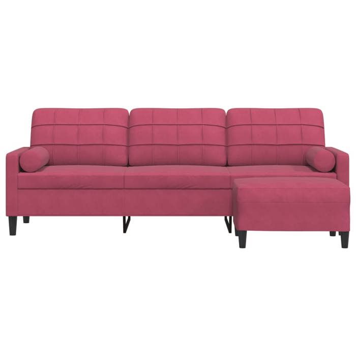 VidaXL 3-seater Sofa and Footstool Burgundy 210 Cm Velvet, Sofa, Living Room Sofa, 3-seater Velvet Sofa, 3278281