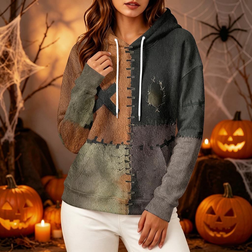 Women's Long Sleeve Halloween Print Hoodie