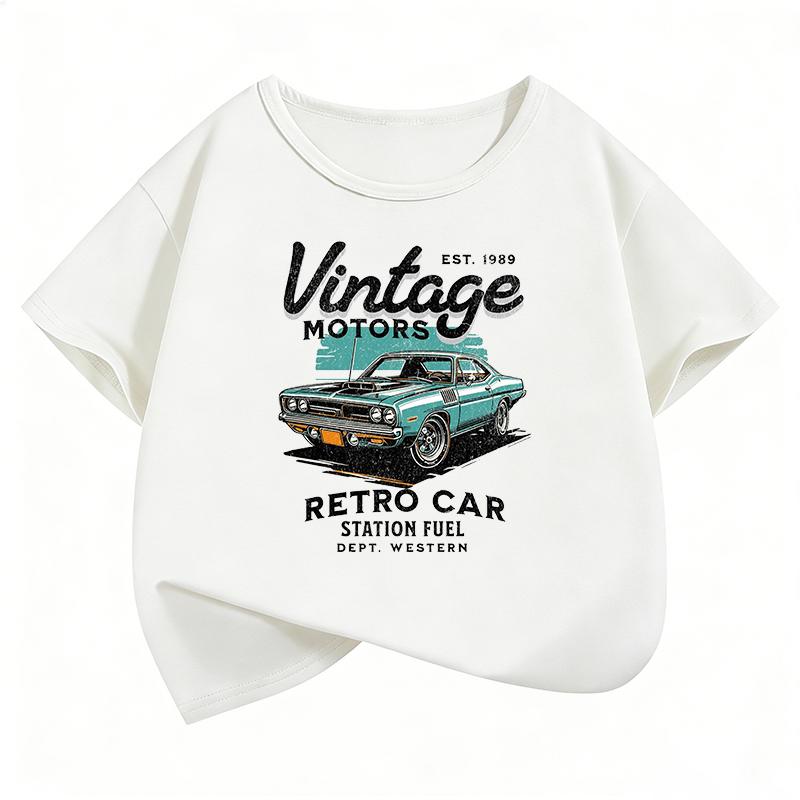 Vintage Car TShirt Printed T Shirt Girls Summer Anime Short Sleeve Tops TShirts Cute Boys Clothing Kids Tee