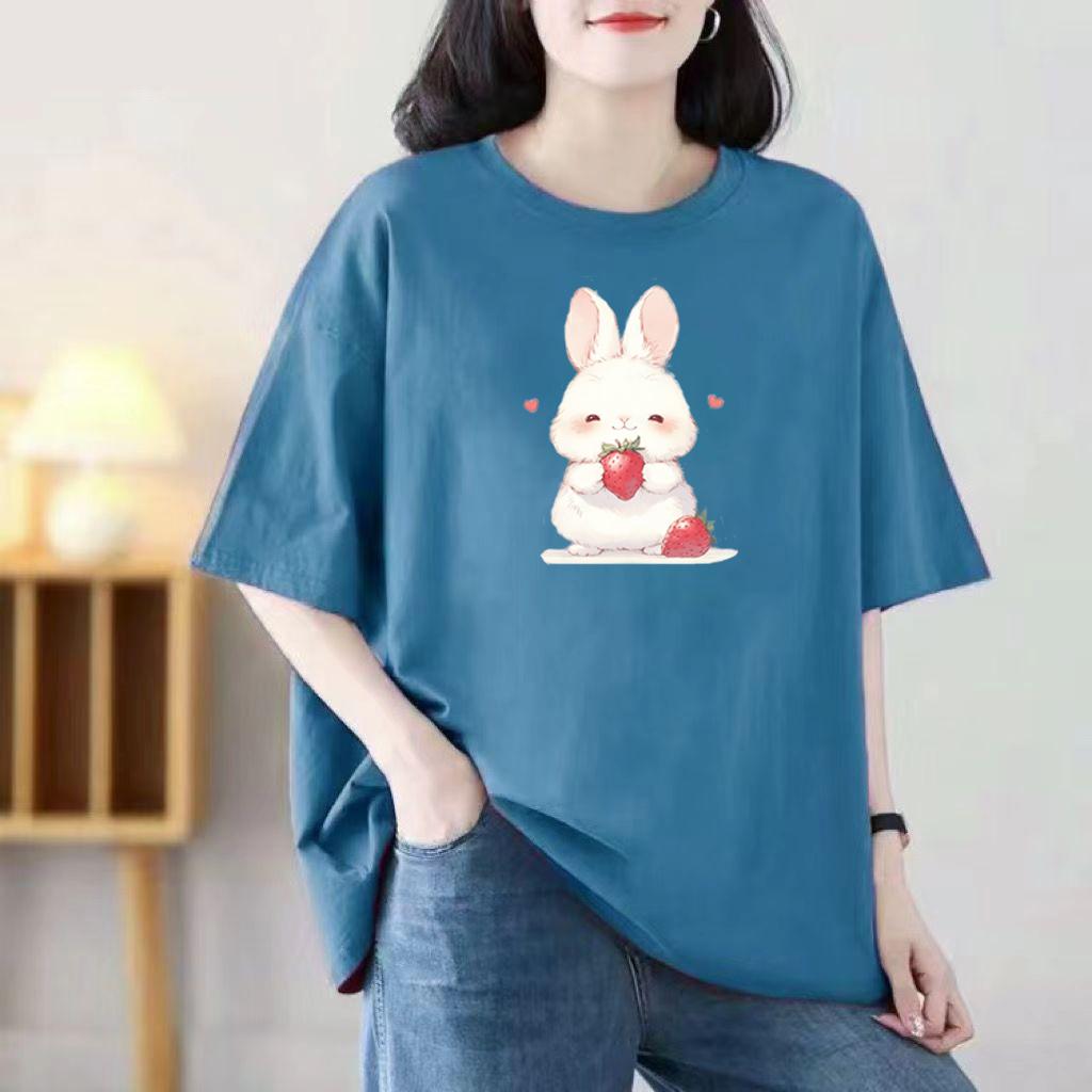 Summer New Short-sleeved T-shirt Female Korean Version of The Printed Loose Tops Loaded Cotton