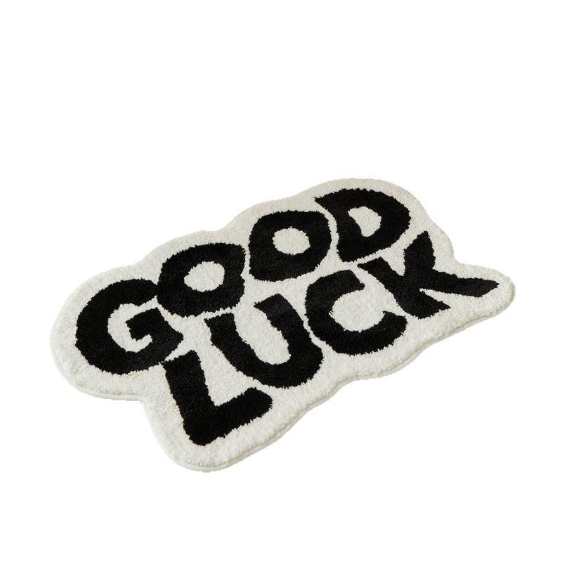 Modern Nordic Letter Flocking Non-Slip Quick-Dry Irregular Floor Mat for Bedroom & Bathroom