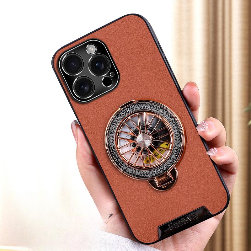 

Чехол для мобильного телефона Apple 16 ProMax из высококачественной кожи с откидной подставкой-гироскопом, противоударный чехол для iPhone 15, 14 iPhoneXsmax оранжевый