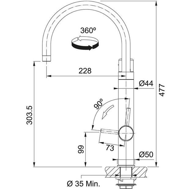 Mixer Franke Vital J Chrome Gun Metal 1200621229