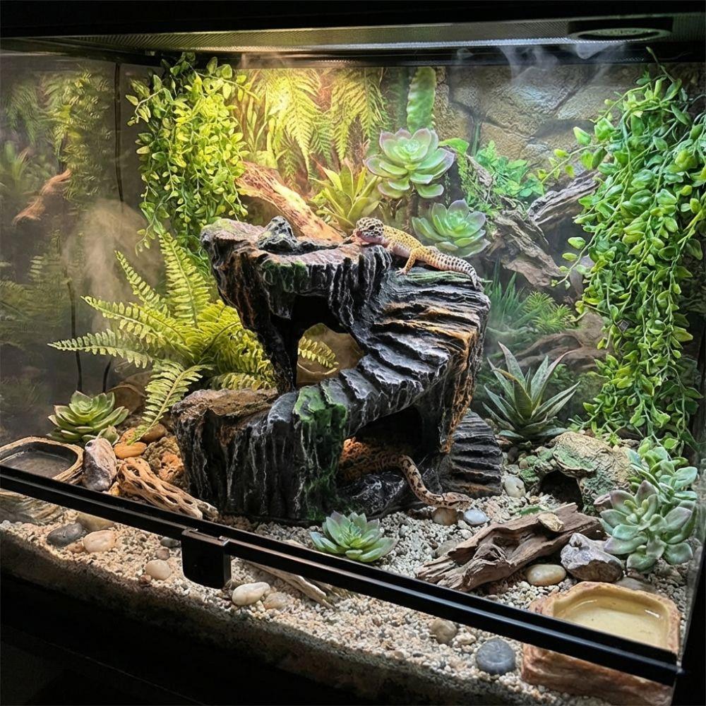 Non-Toxic Artificial Rock Cave Sturdy Reptile Hiding Cave Shelter Cave  Terrarium Decor