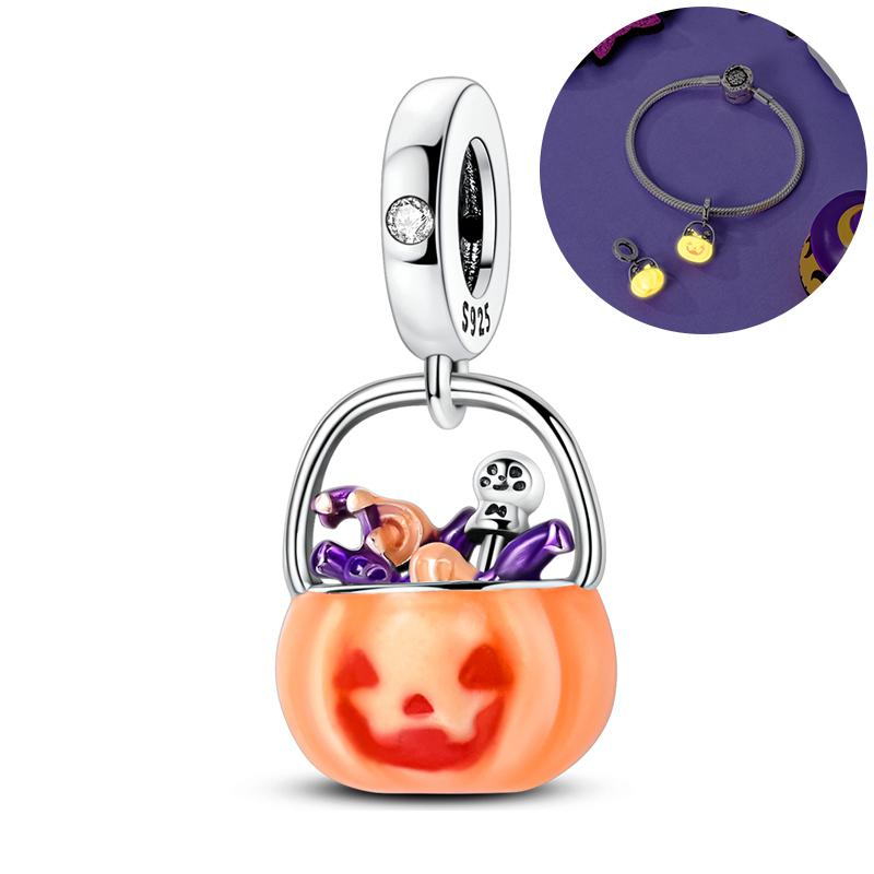 Halloween Seriescopper Beads Pendants Glowing Luminous Fit Bracelet Diy For Woman Original Charms Fashion Jewelrynew