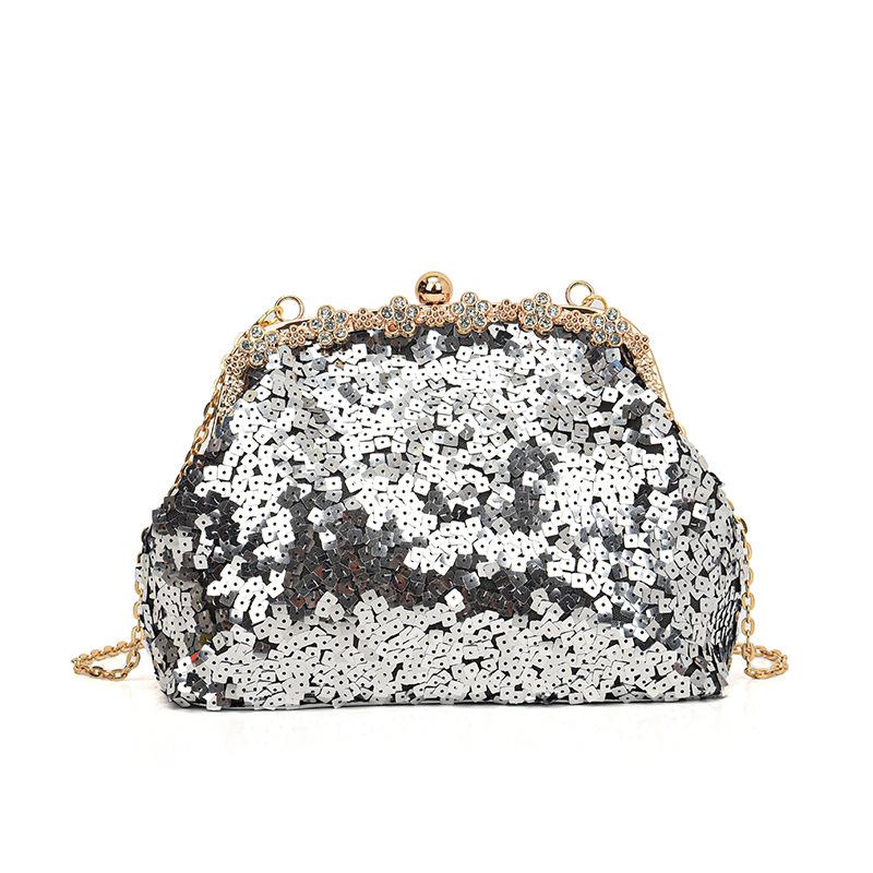 European and American Sequined Dinner Bags Spring and Summer New 2025 Fashionable Retro Texture Shoulder Chain Crossbody Small Square Bag Women