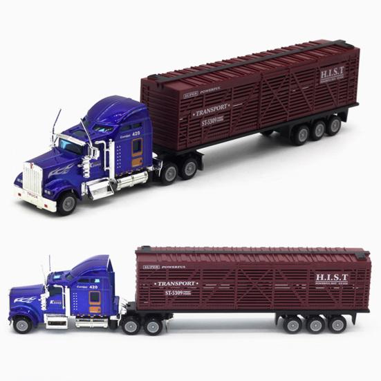 1:65 Alloy Truck Model Realistic Simulated Detailed American Super Long Transport Truck Model for Adults