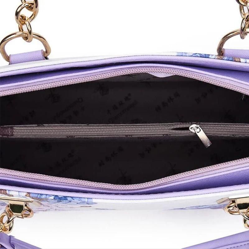 2025 Spring New Handbags Women Fashion Shoulder Bag Korean Flower Printing PU Leather Tote Bag Elegant Lady Messenger Bag LMY01