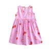 Cute Cartoon Print Dress for Girls Summer Sleeveless Small Fresh Fruit Pattern Multi-color Holiday Style Children's Clothing