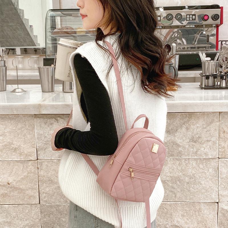 Backpack Women Leisure Pu Small Girls Rucksacks Leisure Zipper Shoulder Bag Knapsack Women Mini School Backpack Traveling Bag