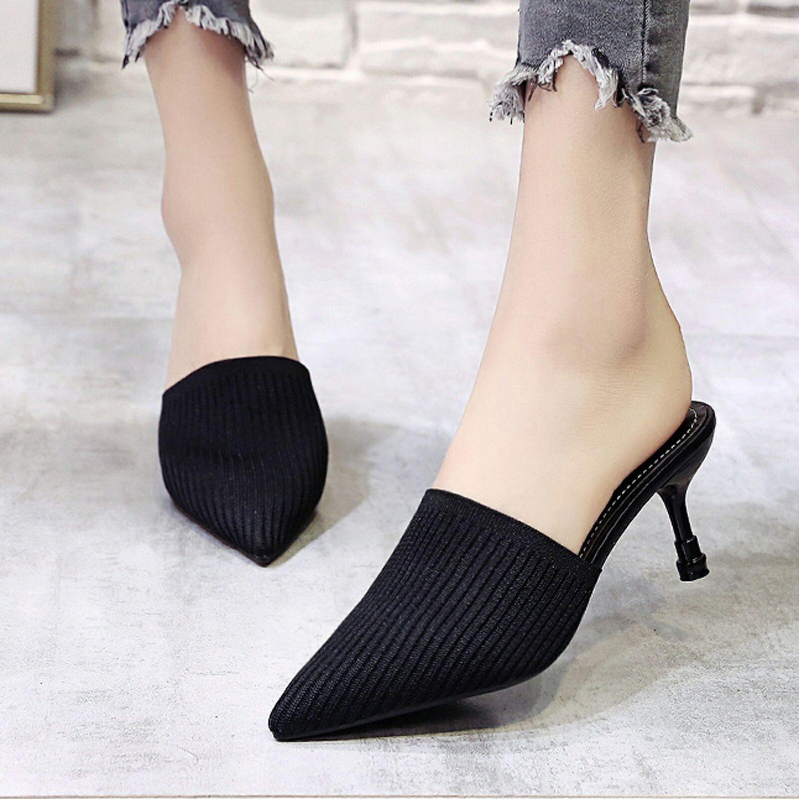 

Sagit Женские тапочки на высоком каблуке Летние вязаные эластичные ткани с открытым носком Толстые сандалии 39 чёрный