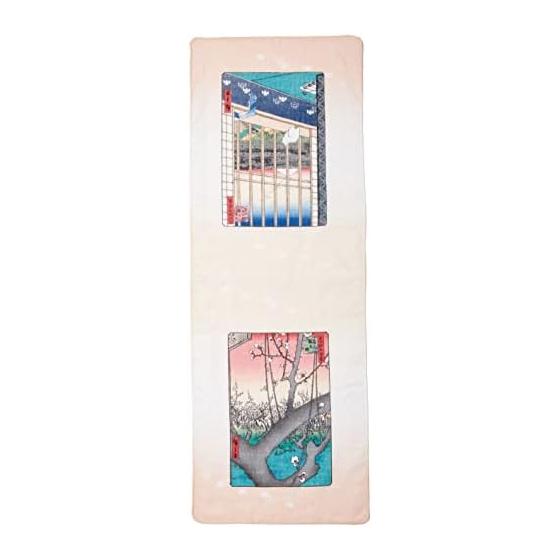 Yamamoto Jin Shoten Japanese Goods Kyoto Souvenir Ukiyo-e Tenugui Double Gauze Tenugui Famous Views of Edo Cat (Hiroshige) Note. 32x89cm Ukiyo-e