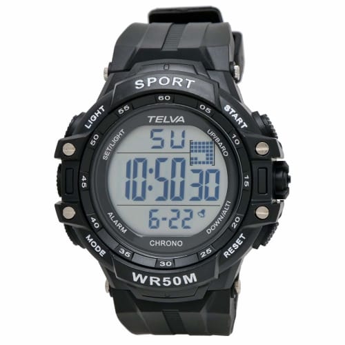 Klefer TE-D281-BK Men's Digital Sports Watch, Waterproof, Multi-Function, Urethane Strap, Black