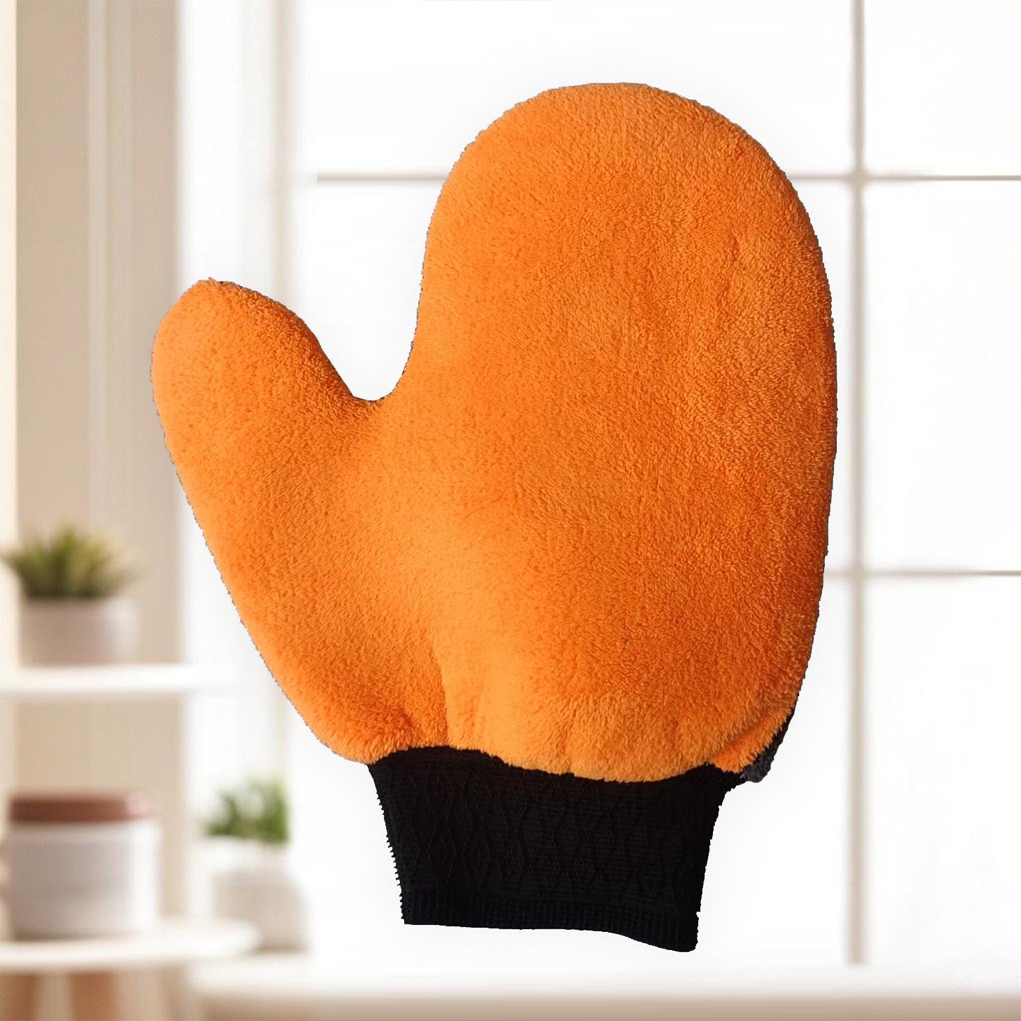 

Double-Sided Coral Fleece Car Wash Mitt - Thick, Absorbent Thumb Design for Effective Cleaning One Size