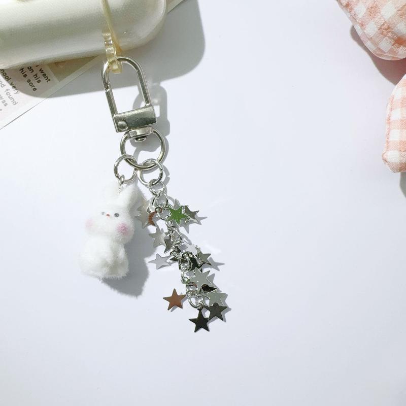 

Милый мультяшный флокированный брелок с животными, кошка, кролик, плюшевая игрушка, подвеска для ключей, кольцо для ключей от машины, подвеска для рюкзака, аксессуары, подарки