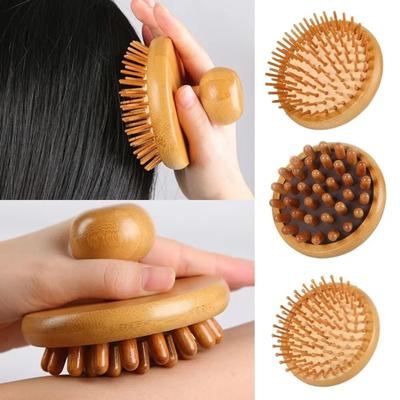 Handheld Air Cushion Massage Comb Portable Bamboo Scalp Massage Brush Anti-static Acupoint Meridian Brush Hair Accessories