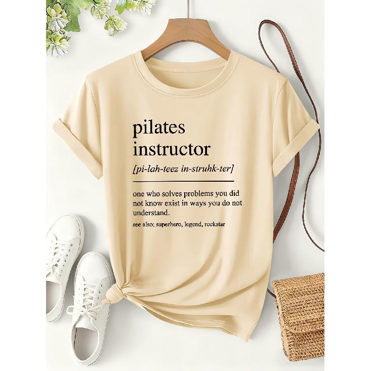 Pilates Instructor Funny Definition Print for Women T Shirt 2026 Funny Style Short-sleeve Shirts for Spring and Summer Teaching Everyday Wear of