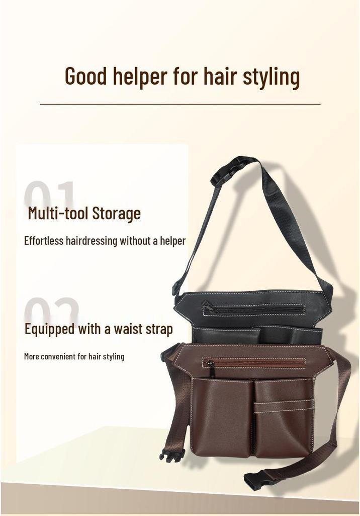 Leather Barber Crossbody & Waist Tool Bag for Scissors and Hairdressing Supplies