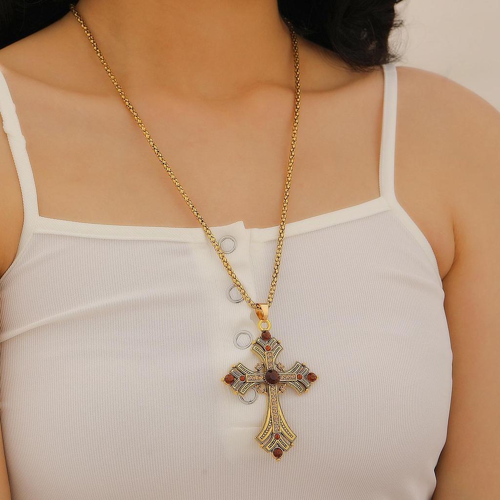 Unisex Cyberpunk Multi-layer Cross Necklace – European & American Design