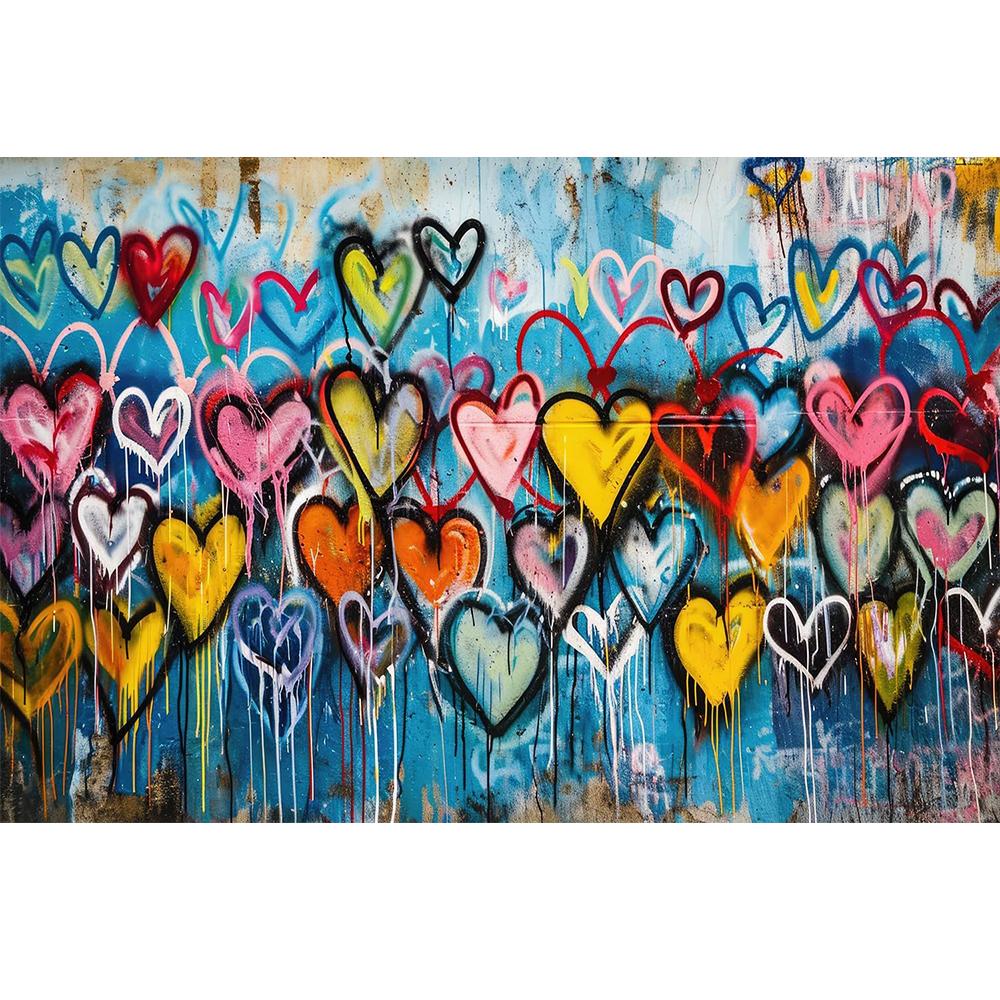 Love Heart Colorful Graffiti Mural Removable Graffiti Mural Living Room Bedroom Large Wall Decor Wallpaper