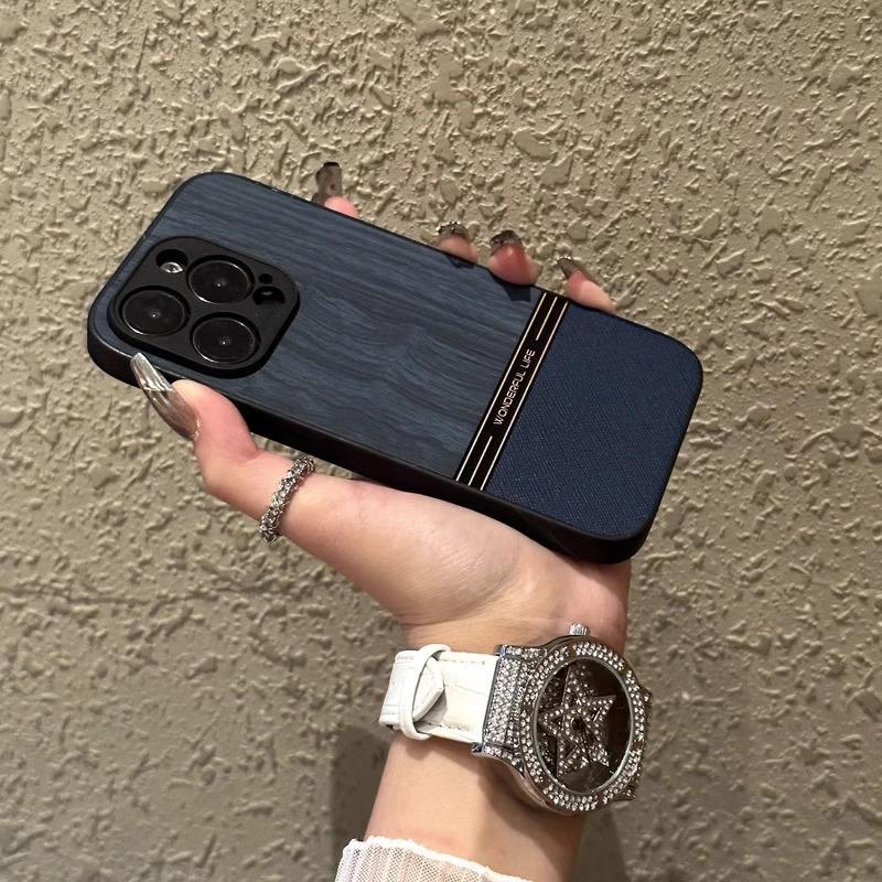 Applicable To Apple 17promax Mobile Phone Chitin Leather New IPhone 14 High End Sense 16 Wood Grain 12 Full Inclusive Lens