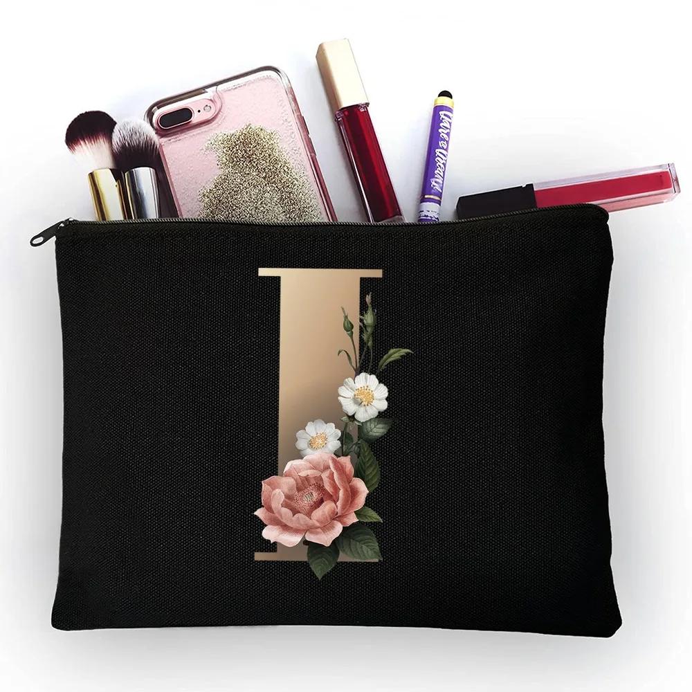 Girl Makeup Bag Golden Letter Pattern Classic Organizer Bag Pouches for Travel Bags Pouch Women's Cosmetic Bag