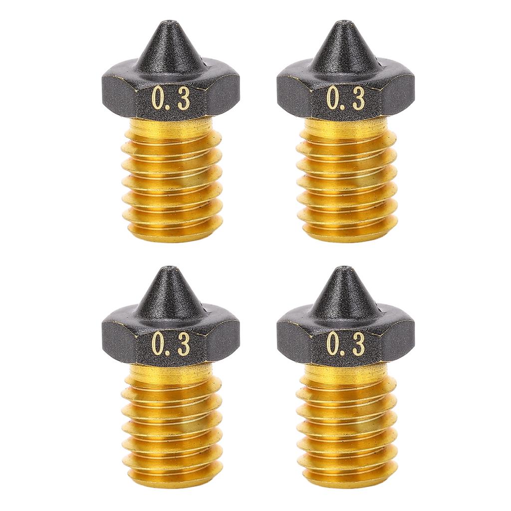 4 STÜCK 3D-Drucker Düsenset PTFE-beschichtet High Flow Hochgeschwindigkeitsdruck Extruder Messingdüse für