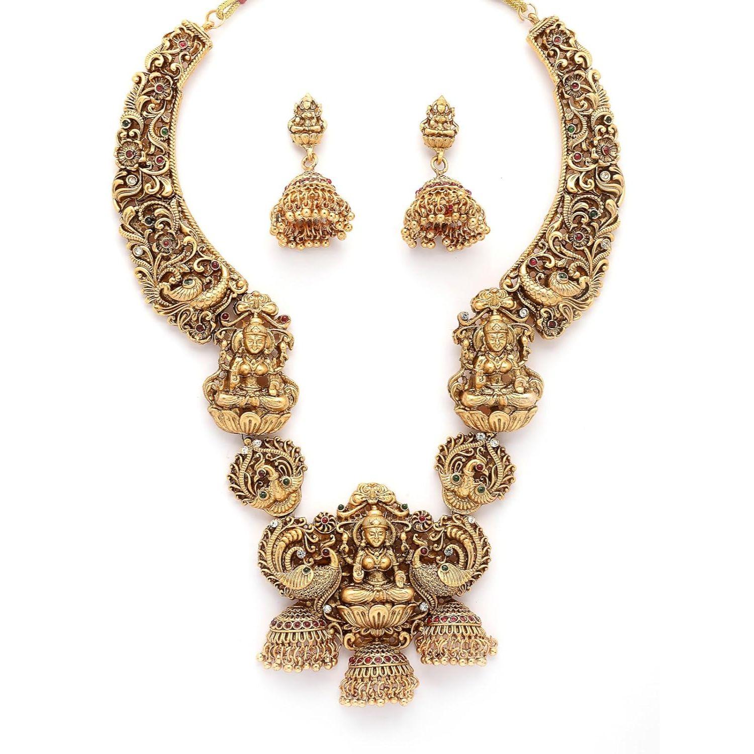 

Traditional Stylish with Beaded Studded Choker Necklace with Dangle Earring Jewellery Set for Women & Girls