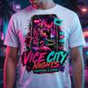 Tricou GTA 6, Tricou Colaj Neon Vice City, Cadou pentru Gameri Synthwave anii '80