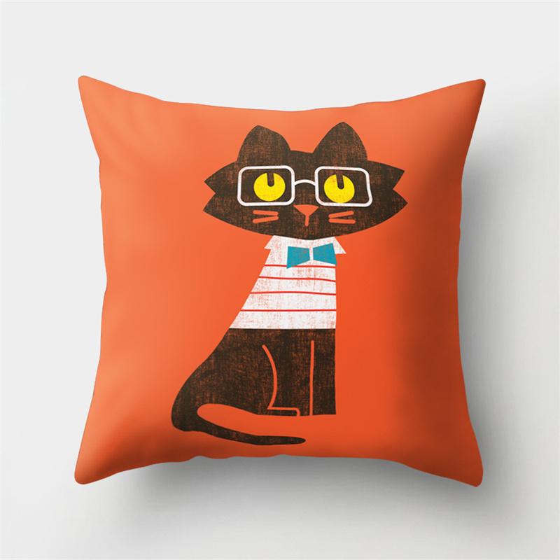 Cute Cartoon Animal Black Cat Deer Plant Print Pattern Cushion Cover Home Living Room Sofa Decoration Pillow Pillow Cover