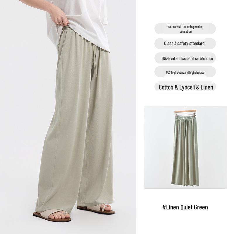 Yulu Women's Linen Straight-Leg Summer Pants - Loose, Breathable, Slimming, Versatile, and Casual Long Pants