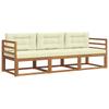 Outdoor Sofa Set with Cushions 3 Pcs Natural and Cream
