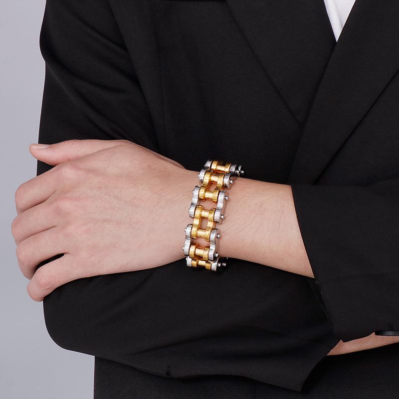 Men's Hip Hop 22mm Titanium Steel Bicycle Chain Bracelet