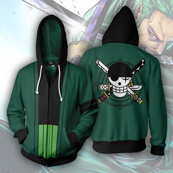 2021 One Piece Anime 3D Print Zipper Hoodie for Men