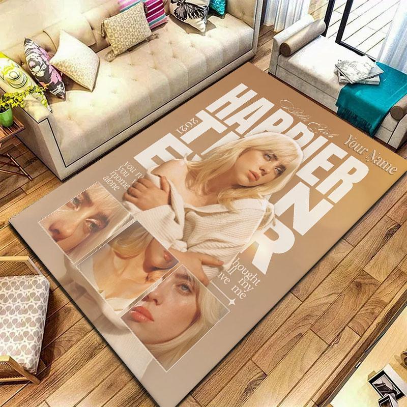 Billie Eilish Custom Name Carpet Rug for Living Room Bedroom Home Sofa Decoration,Kids Play Non-slip Floor Mat