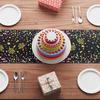 XCHI Colorful Happy Birthday Confetti Firework Table Runner Burlap Table Decoration for Home Kitchen Dining Dinner Indoor Holiday Party Farmhouse
