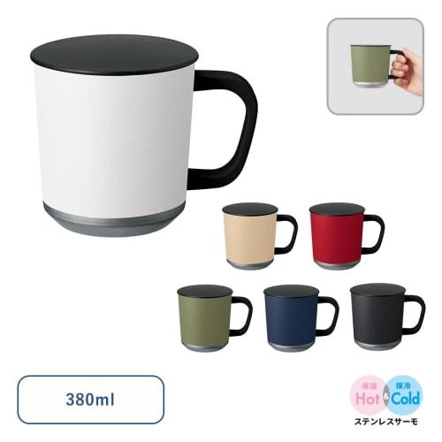 Trade Works Zalatto TS-1813-009 Stainless Steel Thermos Mug with Lid, Keeps Hot or Cold, Vacuum Insulated, Black, 380ml