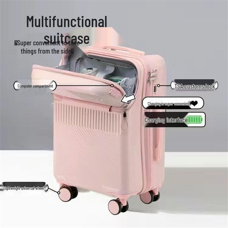 Front Opening Password Carry-On Suitcase for Female Students - Stylish and High-Value