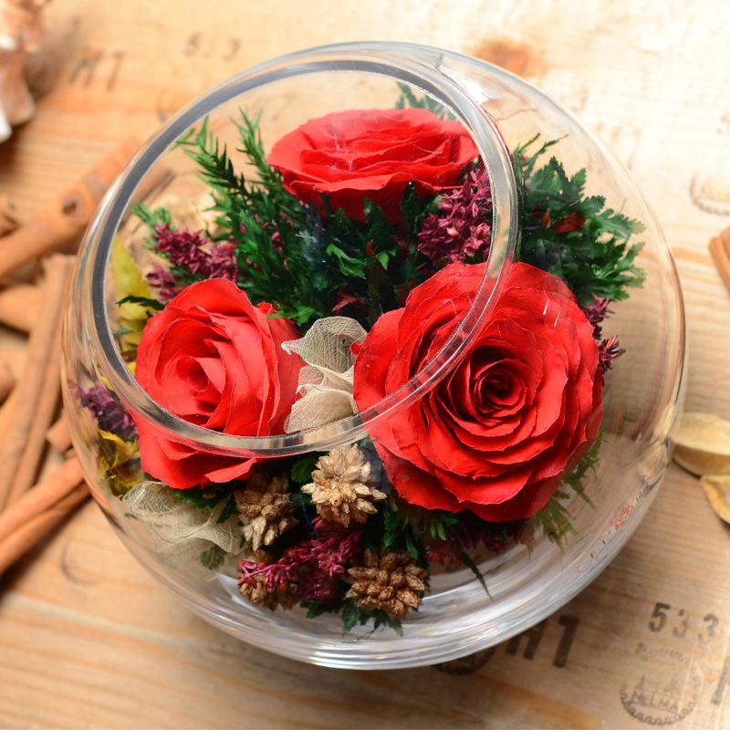 Thailand Red Rose Preserved Flower with Glass Cover – Valentine's and Christmas Gift